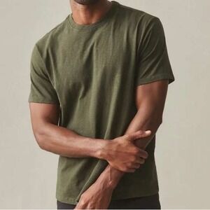 American Giant Mens Short Sleeve Crew Neck T Shirt Olive Green 2XL Made in USA